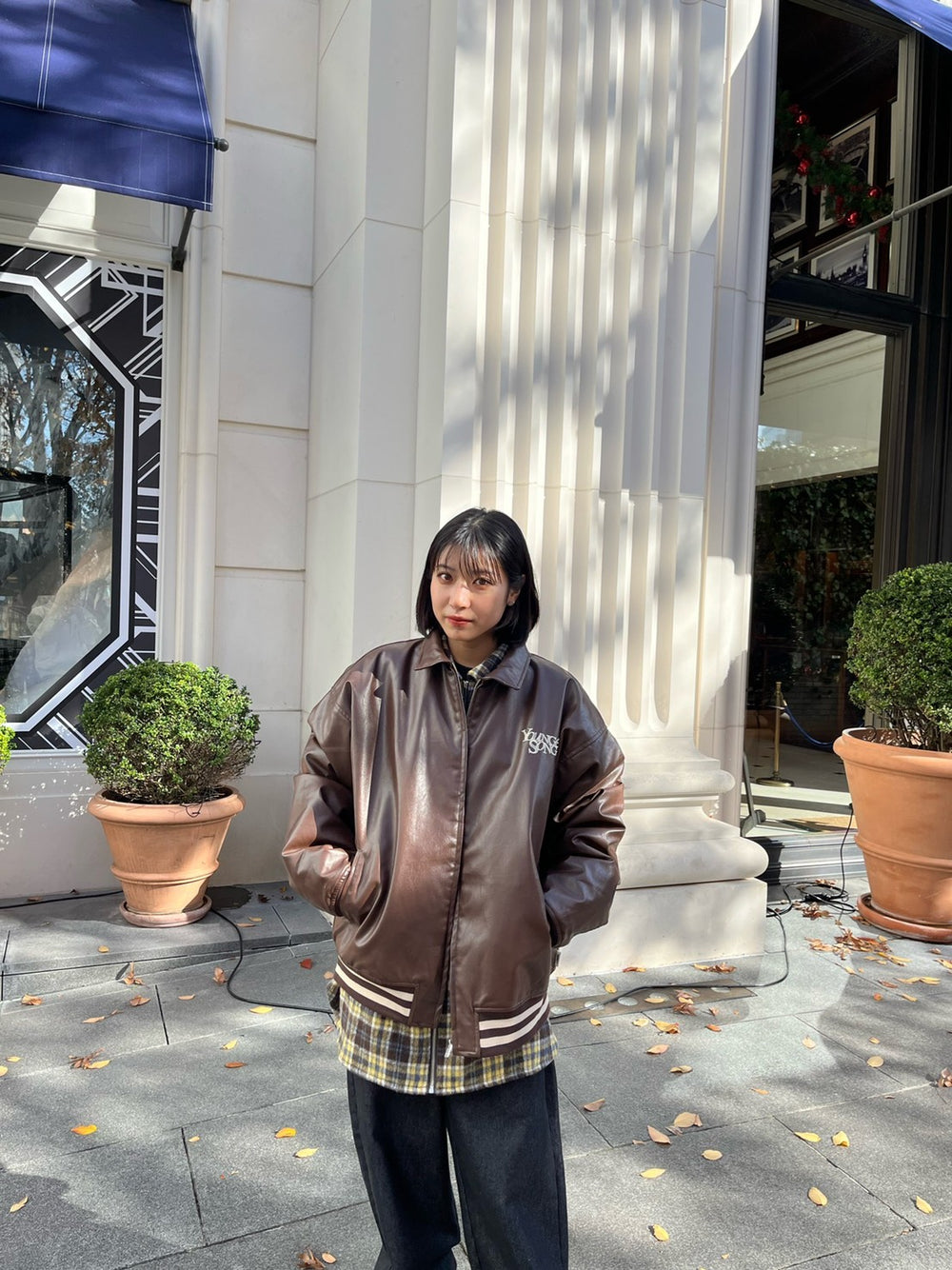 Synthetic Leather Stadium Jacket – YZ