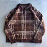 Brushed check loose knit