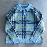 Brushed check loose knit