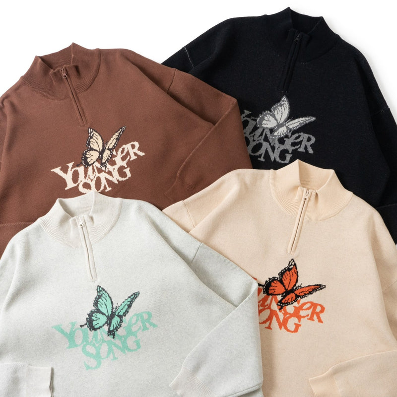 YS butterfly logo Half-zip Knit