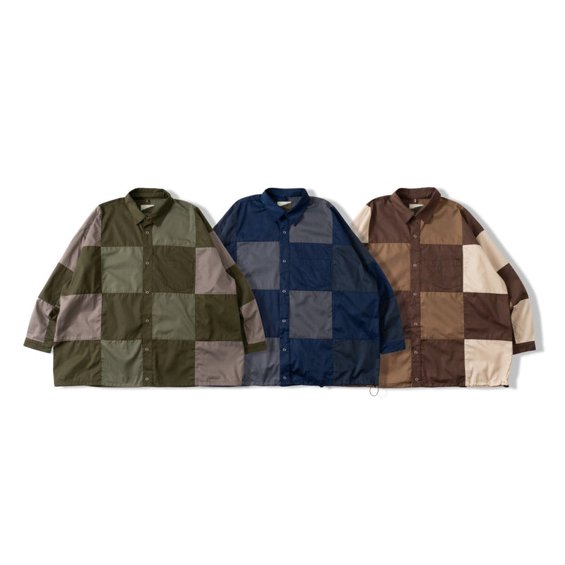 patchwork drawcord shirt 【AZR-BL-0001-060】