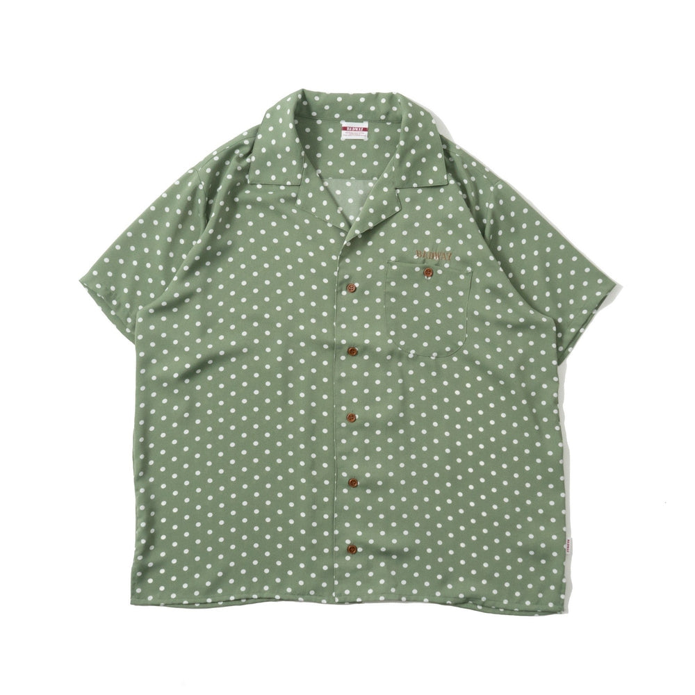 OPEN COLLAR Dot SHIRT グリーン / L