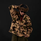 military camouflage zip knit cardigan
