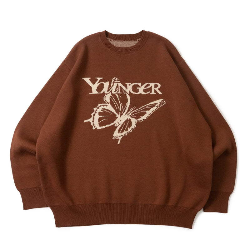 YS butterfly logo crew-neck knit