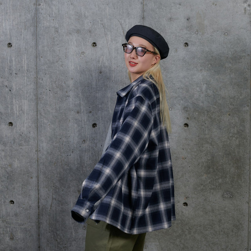 ombre check zip loose shirt – YZ
