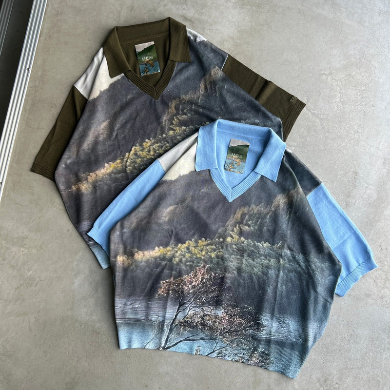 BALLSY landscape print polo shirt