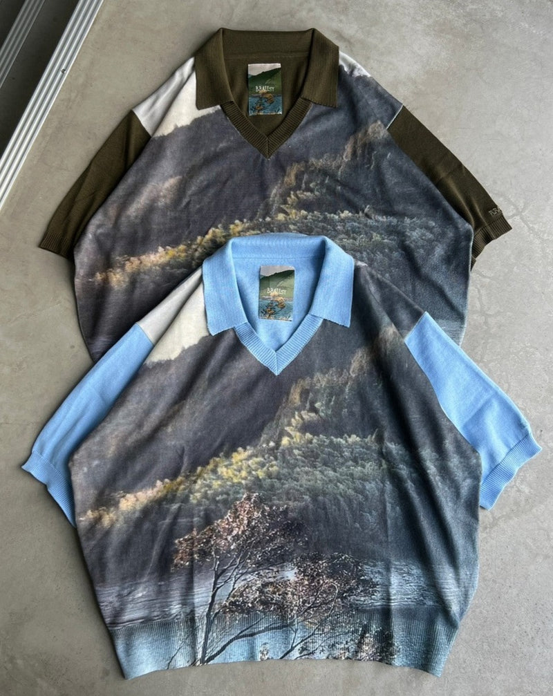 BALLSY landscape print polo shirt