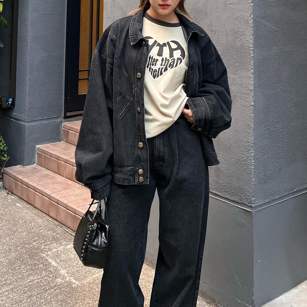 Tuck wide denim pants – YZ