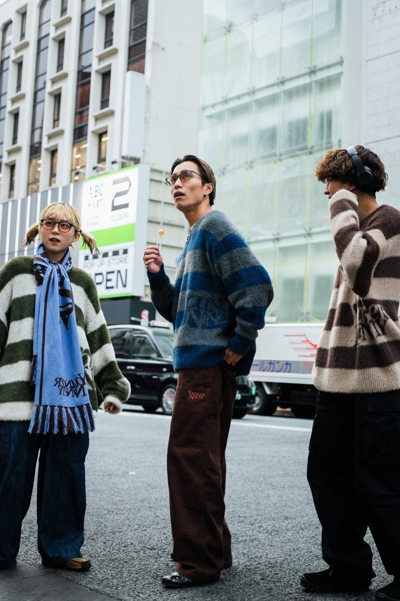 9090×younger song Stripe Crew Neck Knit