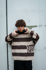 9090×younger song Stripe Crew Neck Knit