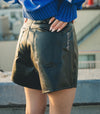 假皮革短褲