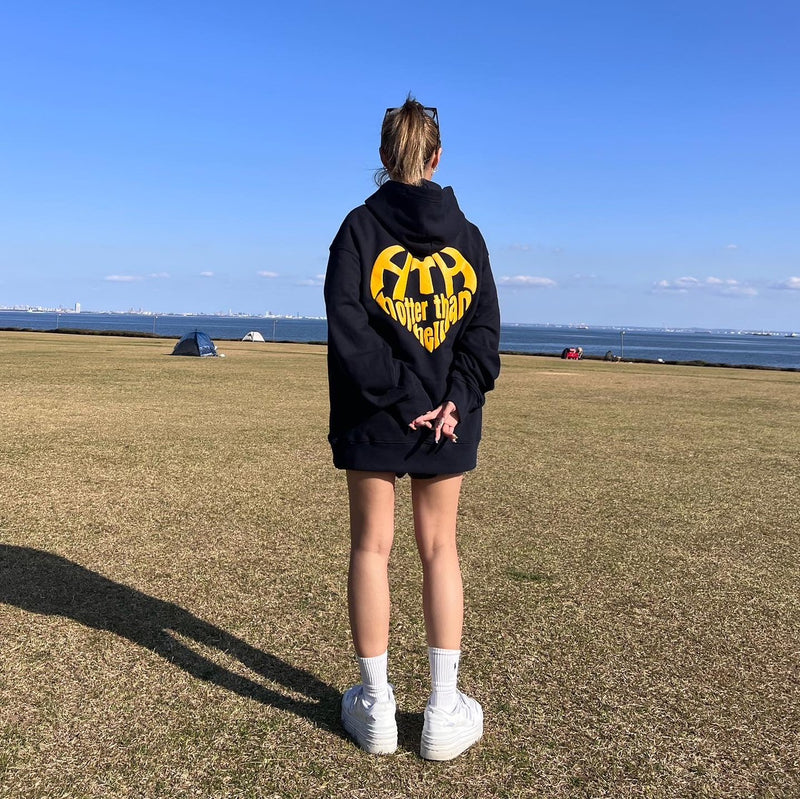 --------------HTH vintage like Heart Logo Hoodie パーカー黒