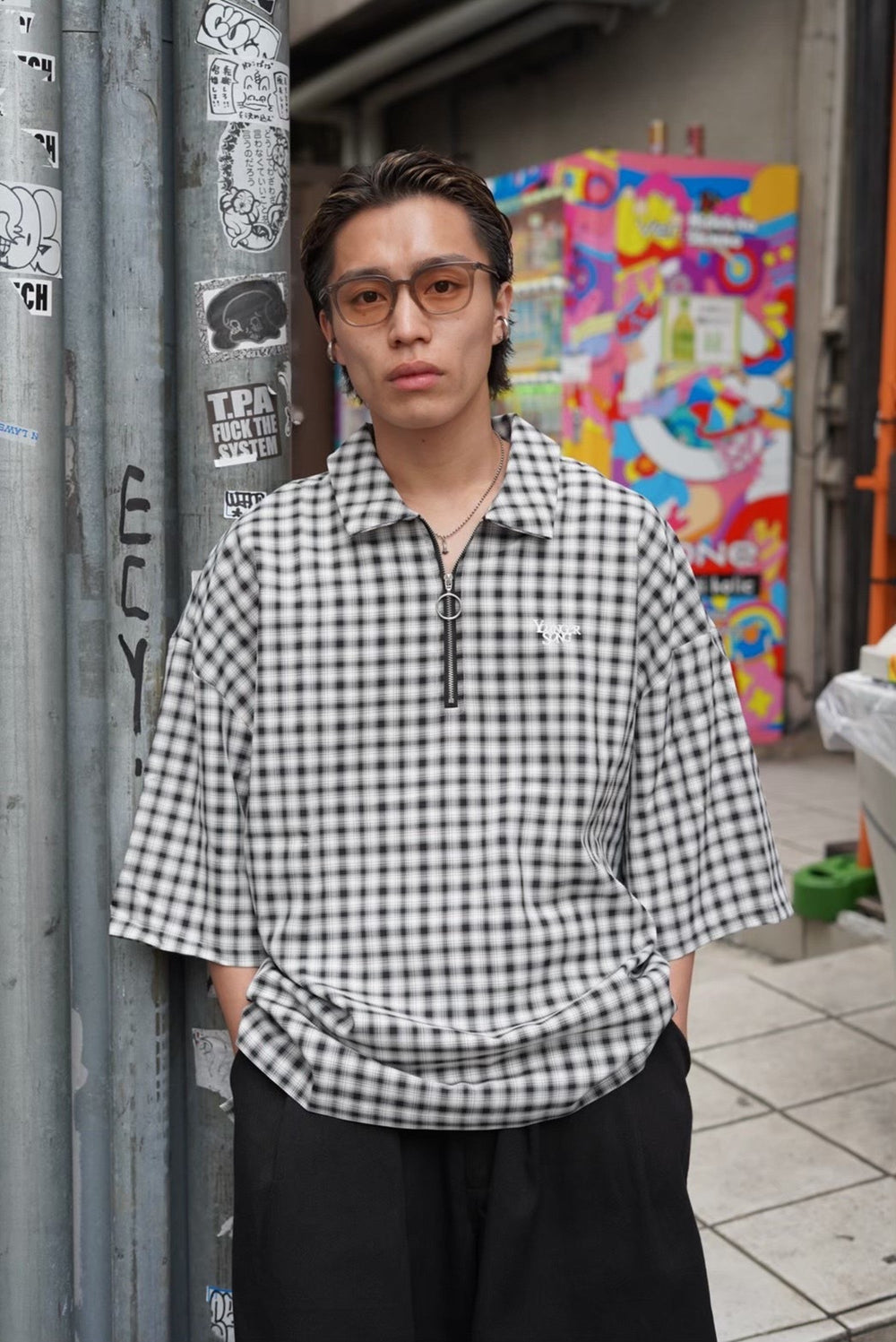 OMBRE CHECK HALF ZIP SHIRT [AZR-YNG-0001-015] – YZ