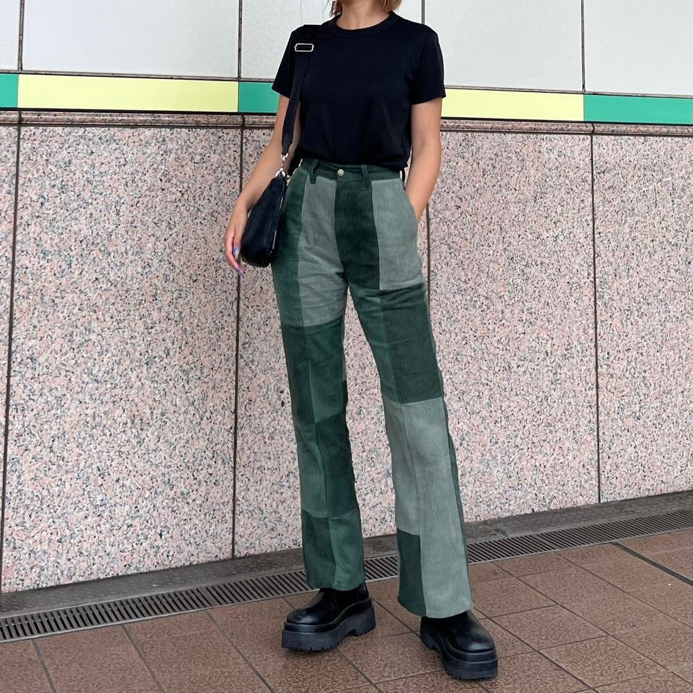 HTH original corduroy patch flare pants – YZ